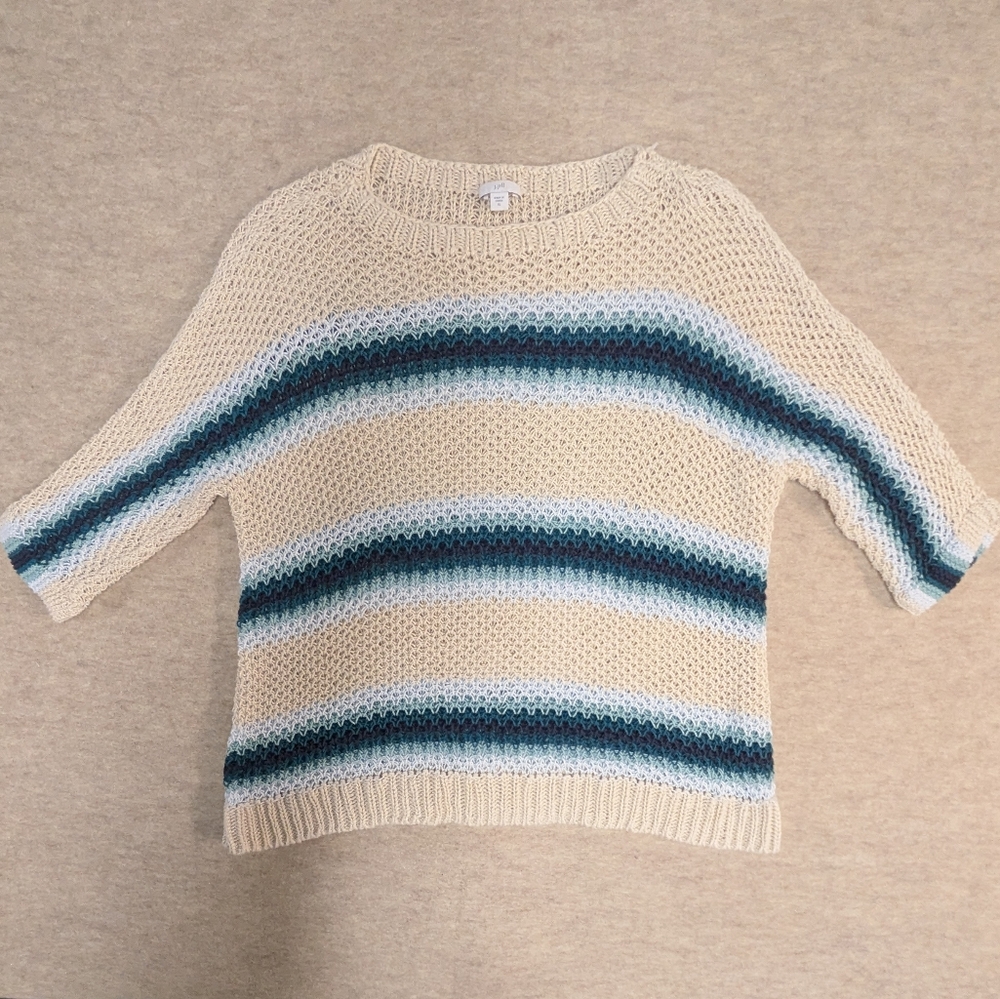 Linen & Cotton J Jill Dolman Mid Sleeve Lightweight Sweater Beachy Natural XL